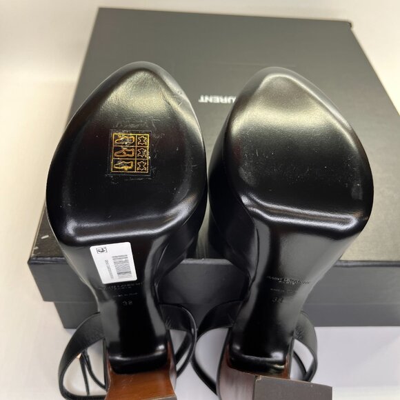 Saint Laurent Jodie Size 8B Calf Leather Ankle-Strap Platform Sandals Nero Color - Picture 13 of 16